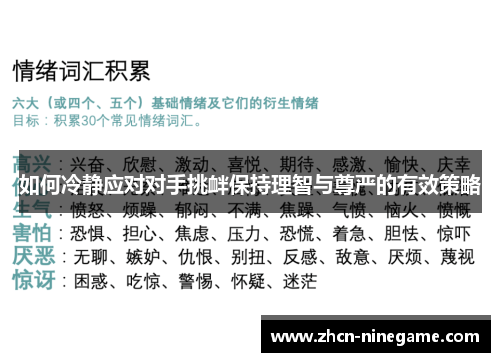 如何冷静应对对手挑衅保持理智与尊严的有效策略